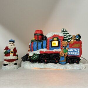 Vtg Accents Unlimited Santas Express Light-Up Christmas Train Figurine Set Bears